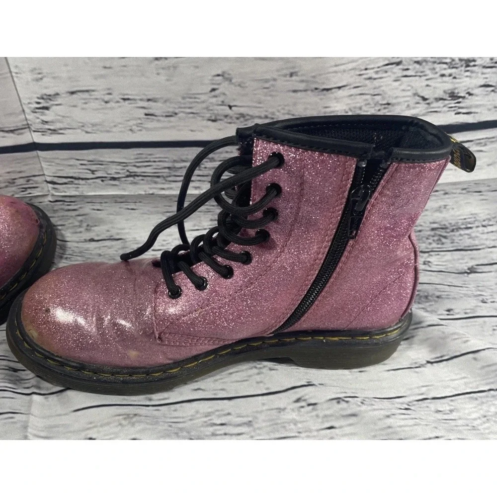 Doc Martens 1460J Combat Boots Youth Size US 5L/4M  Black Pink Glitter